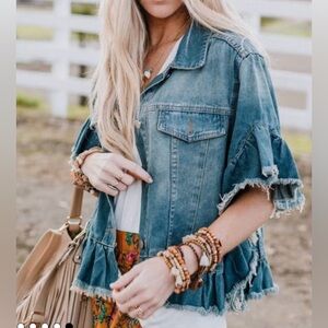 Ruffle Denim Jacket - NWT